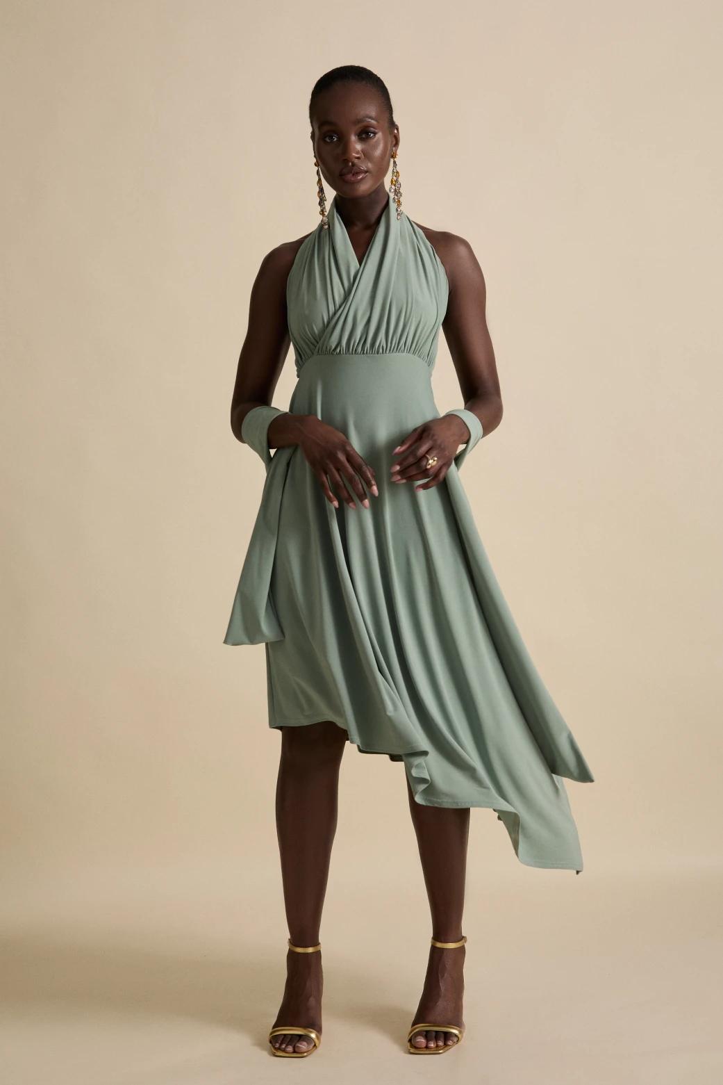 GAIA MIDI DRESS - Smoke Green