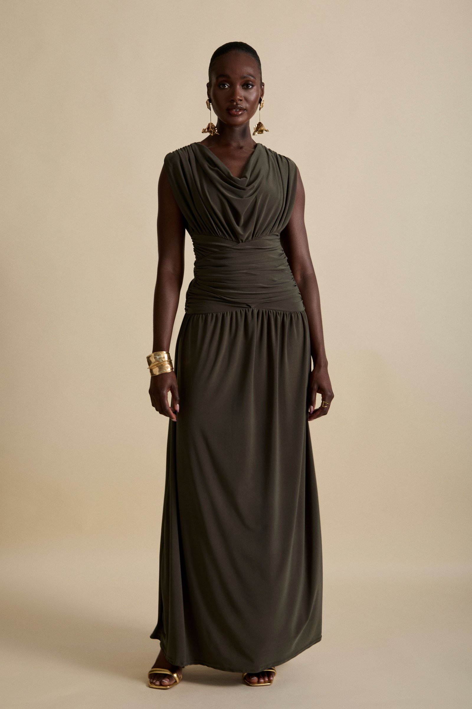 DAPHNE COWL NECK MAXI DRESS - Cypress Green