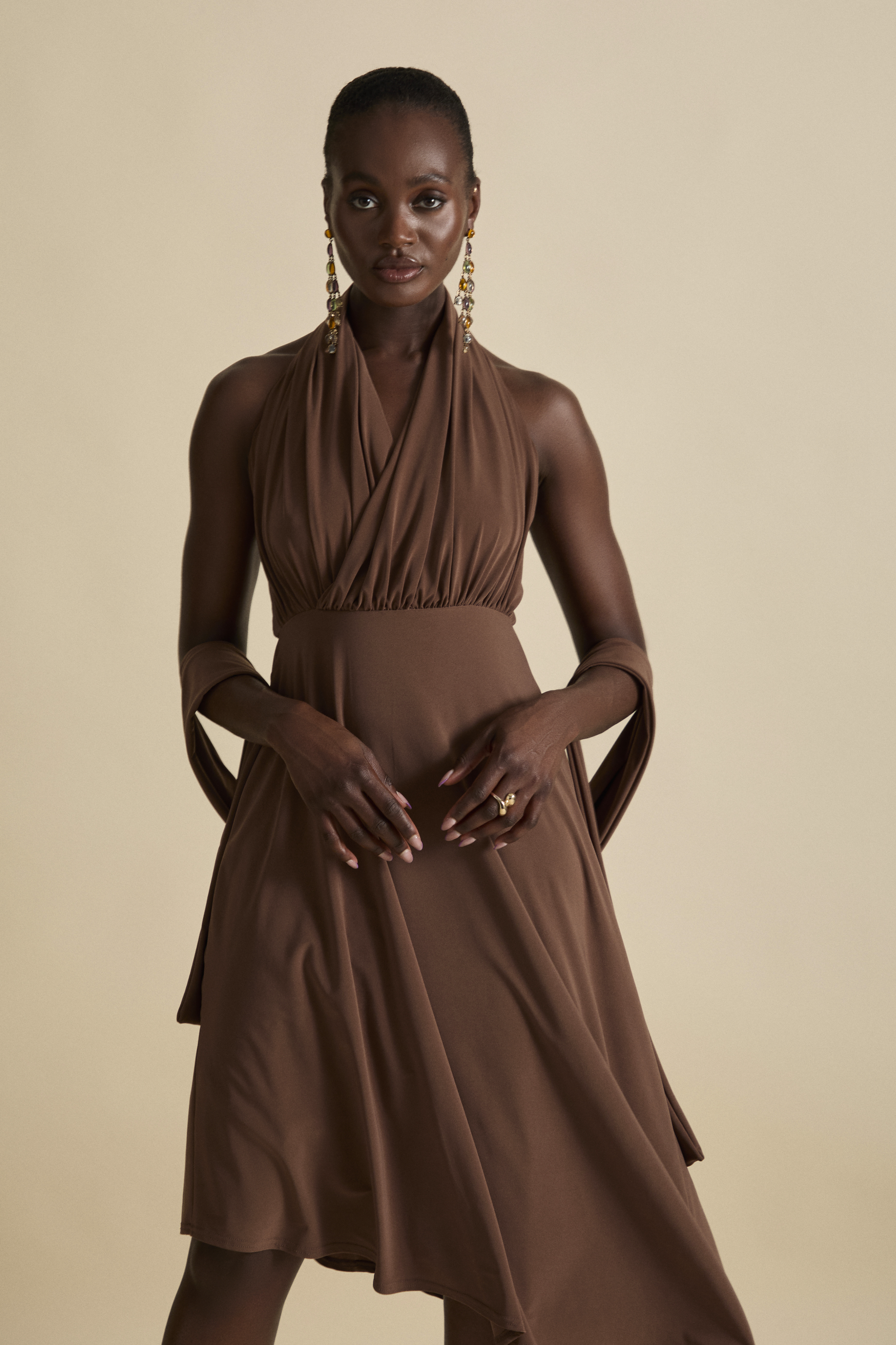 GAIA MIDI DRESS - Woodsmoke Tan